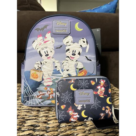 Loungefly Handbags - Loungefly Disney Mickey Mouse & Friends Halloween Mini Backpack & Wallet Set
